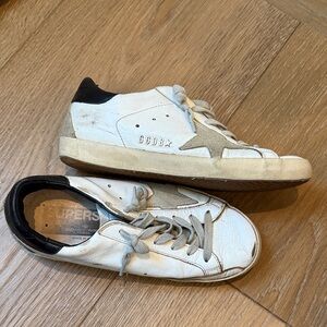 Golden Goose White and Black Women's Sneakers with Tan Accents